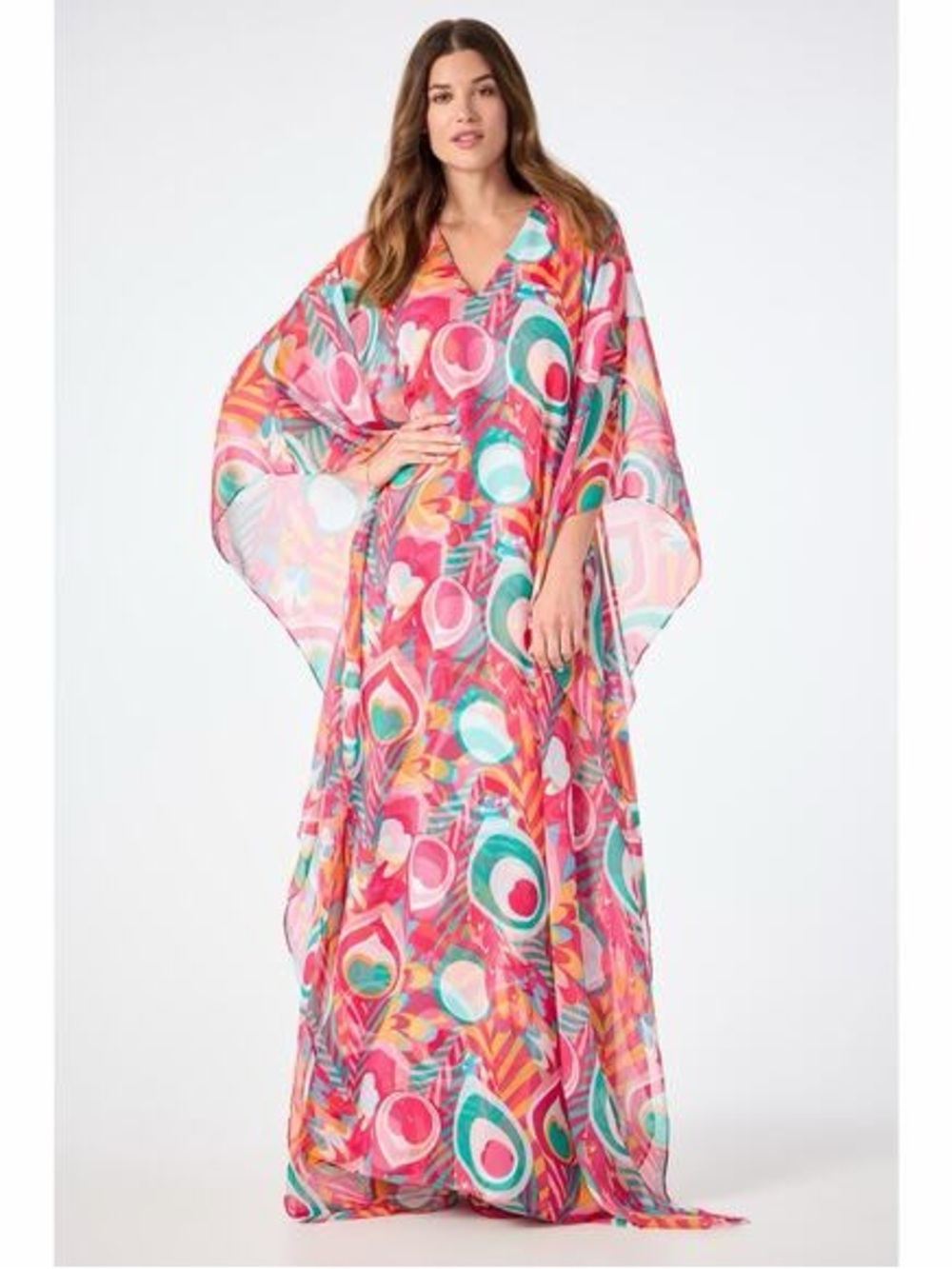 Trina Turk Pink Multicolor Abstract Maxi Caftan
